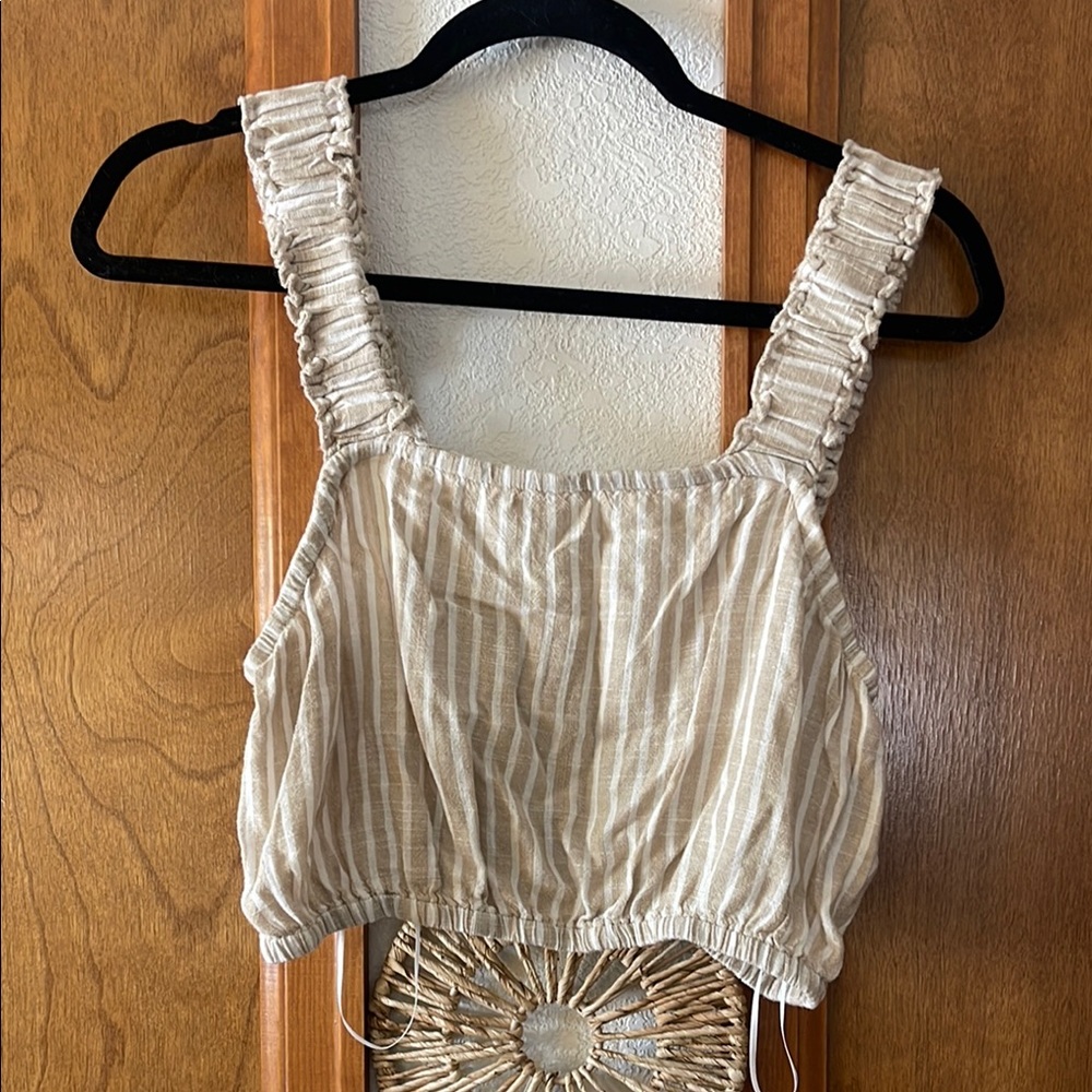 Striped Beige Sleeveless Top